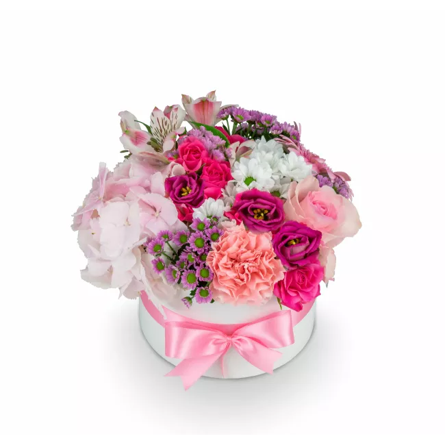 Box růžových květin